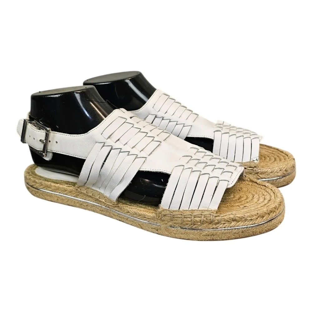 Rebecca Minkoff Womens Gabriel Espadrille Platform Sandals Sz 10 White Beachy